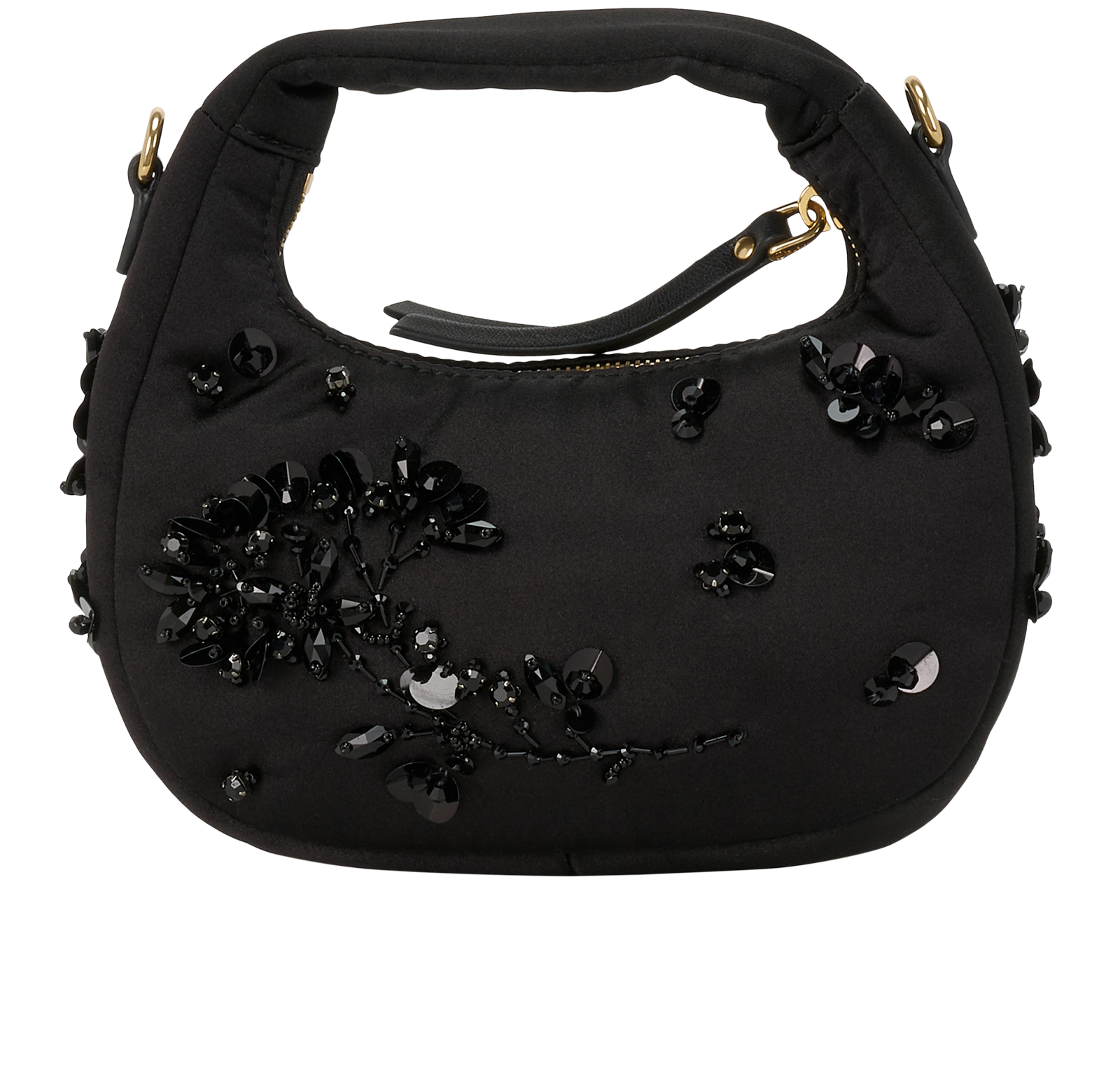 Mini Wander Embroidered Duchesse, &pound;1,400, Handbags, Black, Fabric, Back view